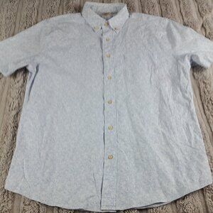 Faherty Breeze Shirt Men's Medium Blue Short Sleeve Button Down Shirt Hemp Blend